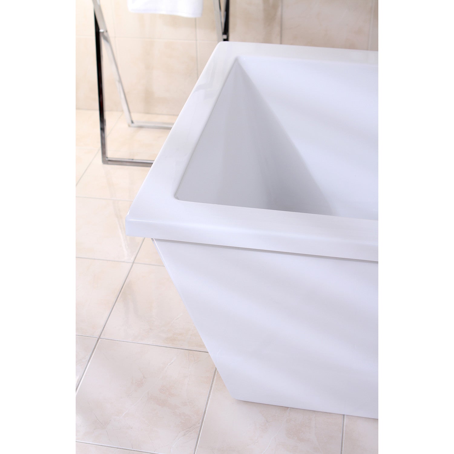 Aqua Eden 66 Inch Acrylic Freestanding Bathtub - Rectangular Double Ended Soaking Tub with Drain, Glossy White Finish | Perfect for Luxury Bathrooms & Spa Retreats