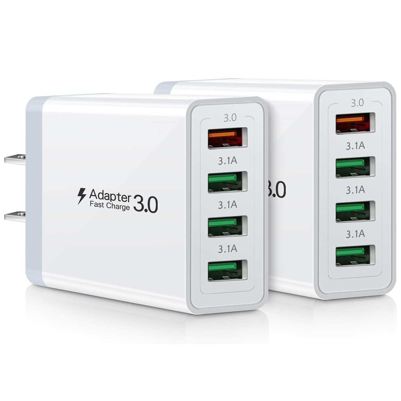 33W 4-Port USB Wall Charger Fast Charging Block - Multiport USB Plug Cube Brick for iPhone 15/15 Pro, Samsung Galaxy, iPad Mini/Pro/Air - Perfect for Home, Office & Travel Charging Needs