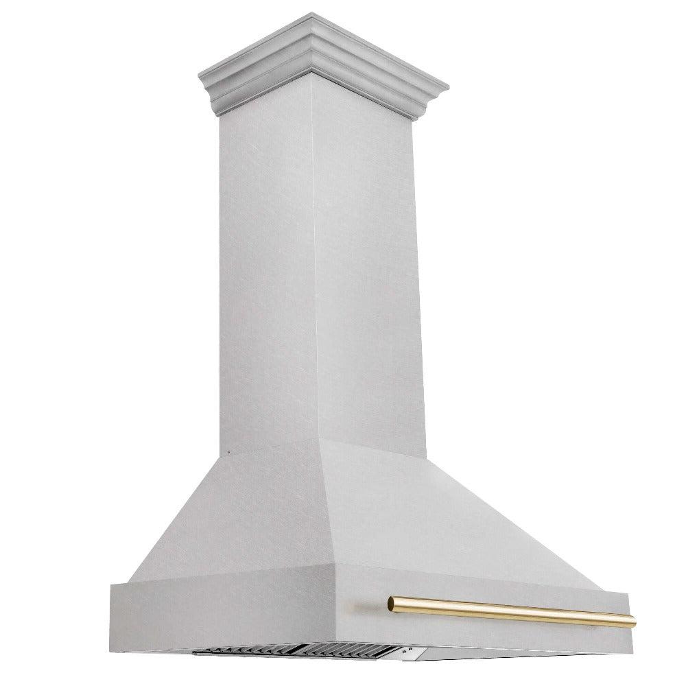 ZLINE Autograph Edition 36 Inch Stainless Steel Wall Mount Range Hood with Matte Black Handle - Professional Kitchen Ventilation for Home Chefs (8654SNZ 36 MB) | Perfect for Modern Kitchens & Open Concept Homes