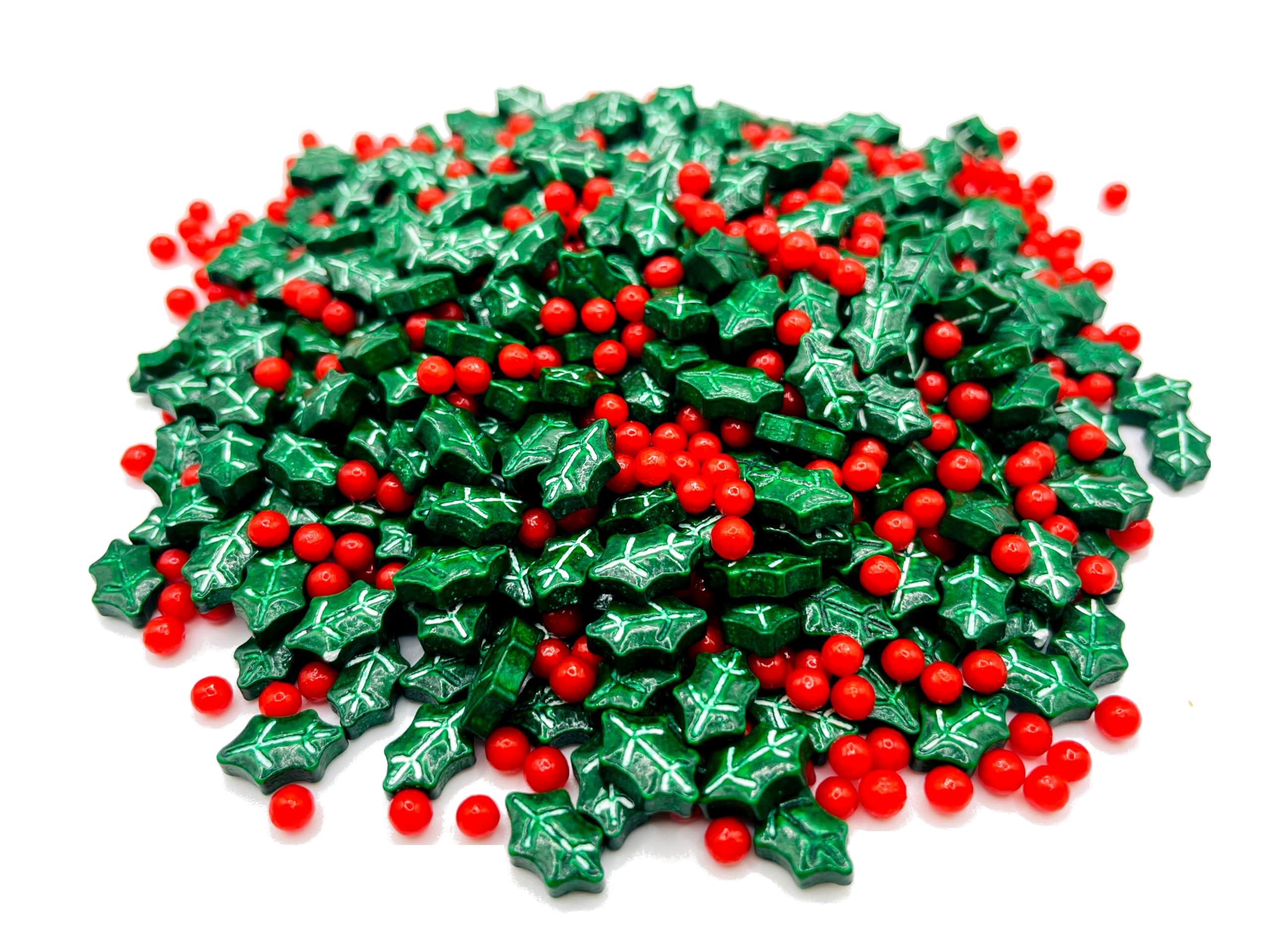 Christmas Sprinkles for Baking & Decorating - 4oz Bulk Holiday Sprinkles Variety Pack (Dextrose Holly Berry Blend) - Perfect for Cookies, Cakes, Cupcakes & Festive Desserts