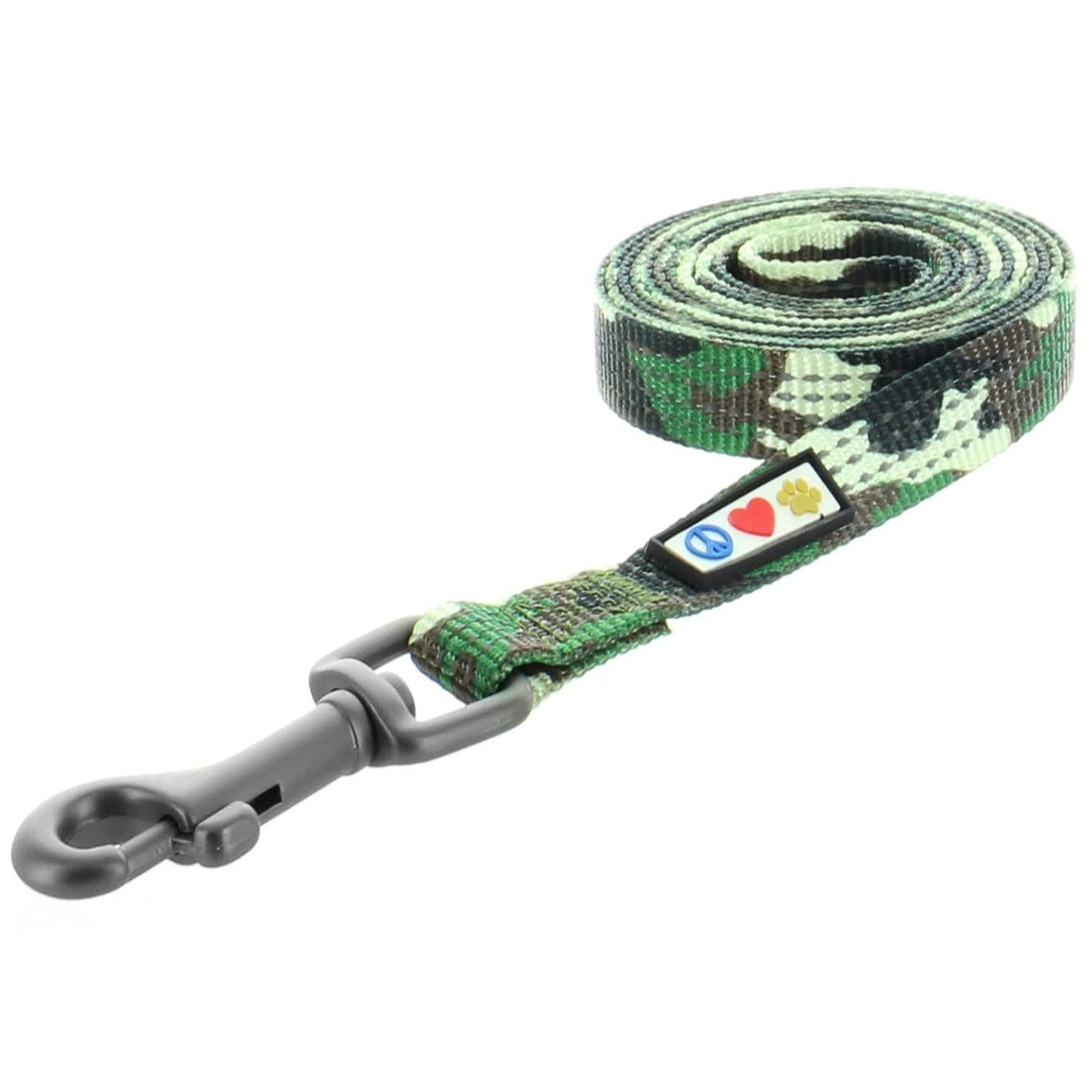 Pawtitas Reflective Dog Harness Collar Leash Set - Large Green Camo Value Bundle for Walking Running & Night Safety | Durable Pet Gear for Outdoor Adventures