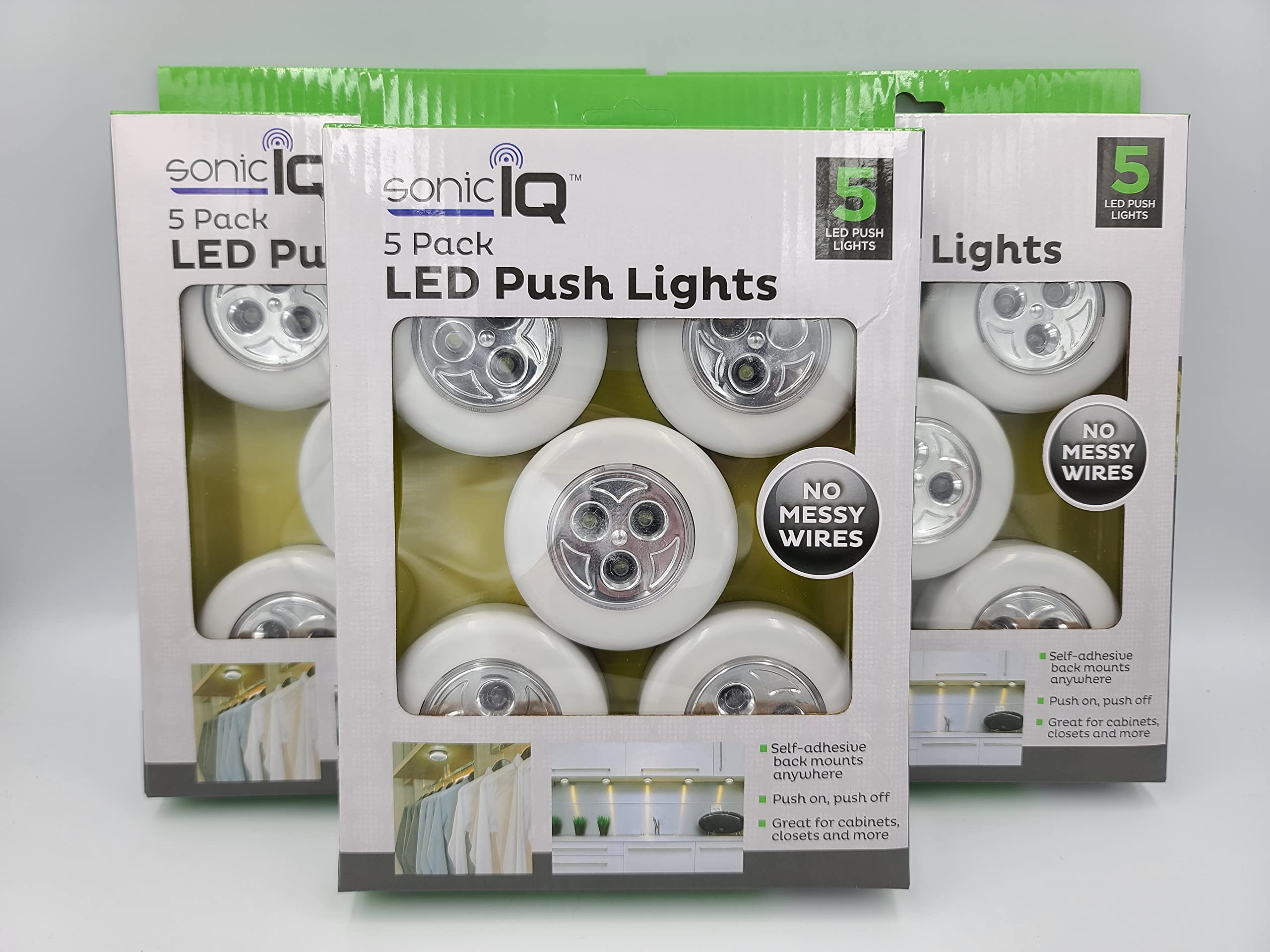15 Pack Premium LED Push Lights - No Wires, Battery Operated, for Closets, Cabinets & Nightlights