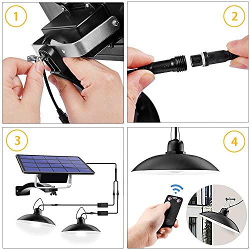 Solar Pendant Lights with Remote Control - Waterproof Outdoor Hanging Lights for Yard, Barn, Gazebo, Balcony & Chicken Coop - Warm White LED for Indoor/Outdoor Decoration & Camping Lighting