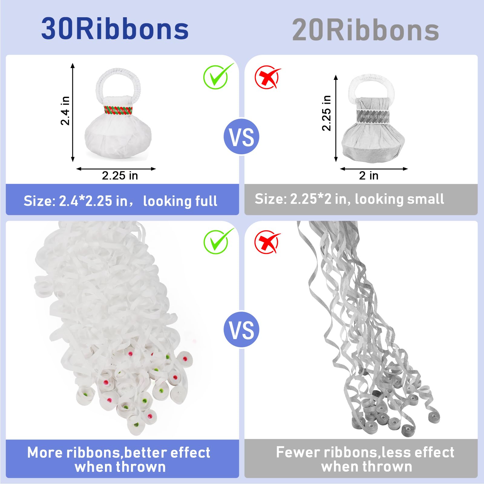 48 Pack No Mess Confetti Poppers - Romantic White Hand Throw Streamers for Weddings, Birthdays, Graduations | Eco-Friendly Party Favors & Celebration Supplies for Showers, Anniversaries & Special Events