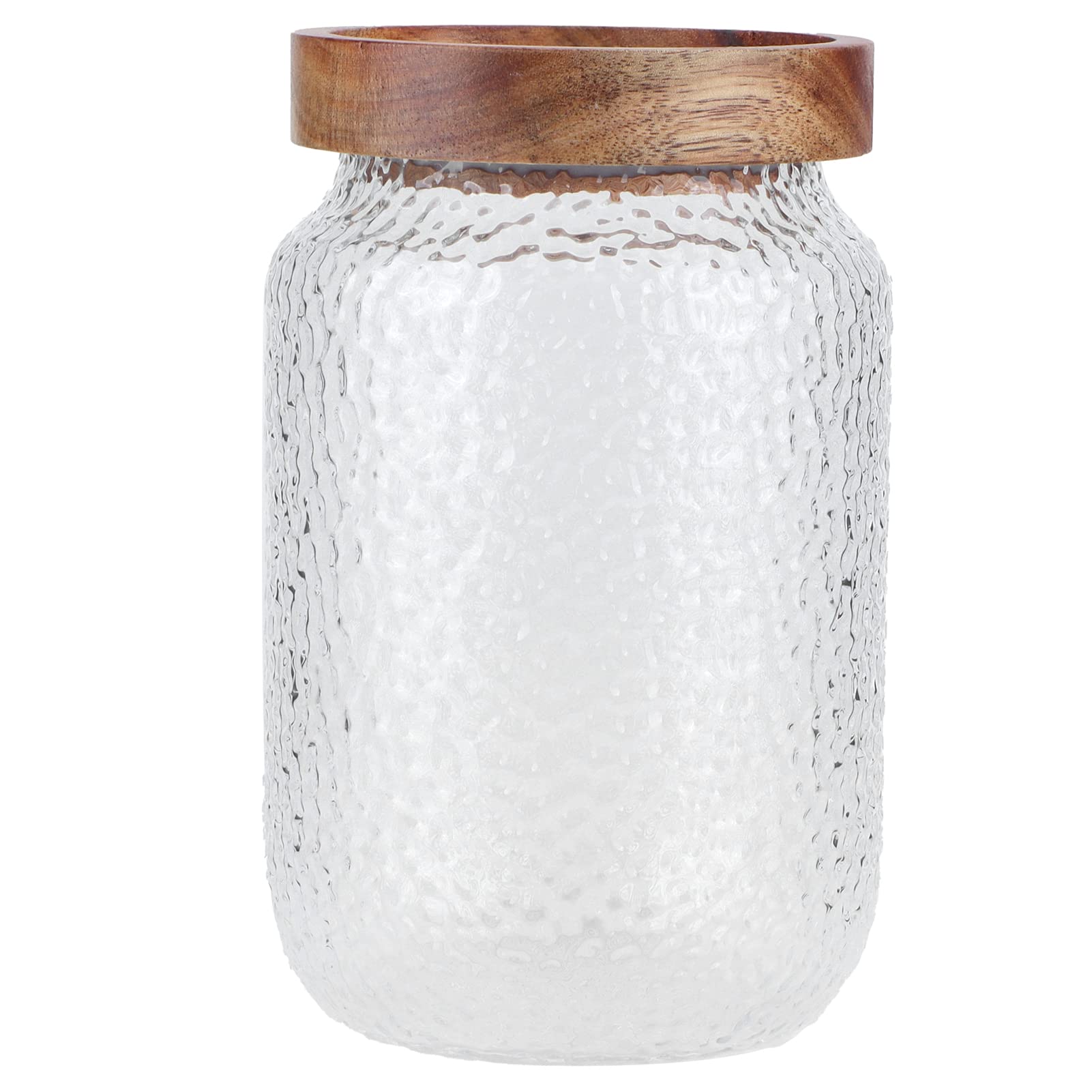Premium Glass Jar Set with Airtight Wooden Lid - 20oz Wide Mouth Storage Canisters for Coffee Beans, Snacks, Nuts, Salt & Honey - Perfect for Kitchen Pantry Organization & Coffee Bar Display (20x12x12cm)