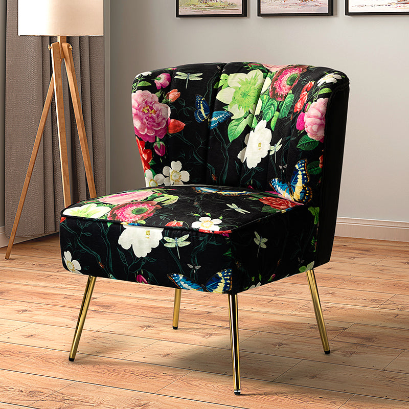 Luxury Coraline Velvet Barrel Chair with Tufted Back & Sturdy Metal Legs - Elegant Accent Chair for Living Room, Bedroom or Office Decor