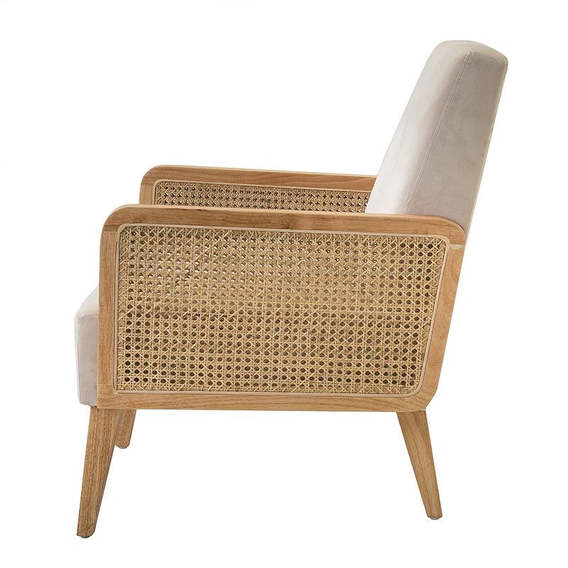 Sybil Cane Armchair - Handwoven Rattan Accent Chair with Cushion | Boho Chic Living Room, Bedroom, or Patio Furniture for Home Decor