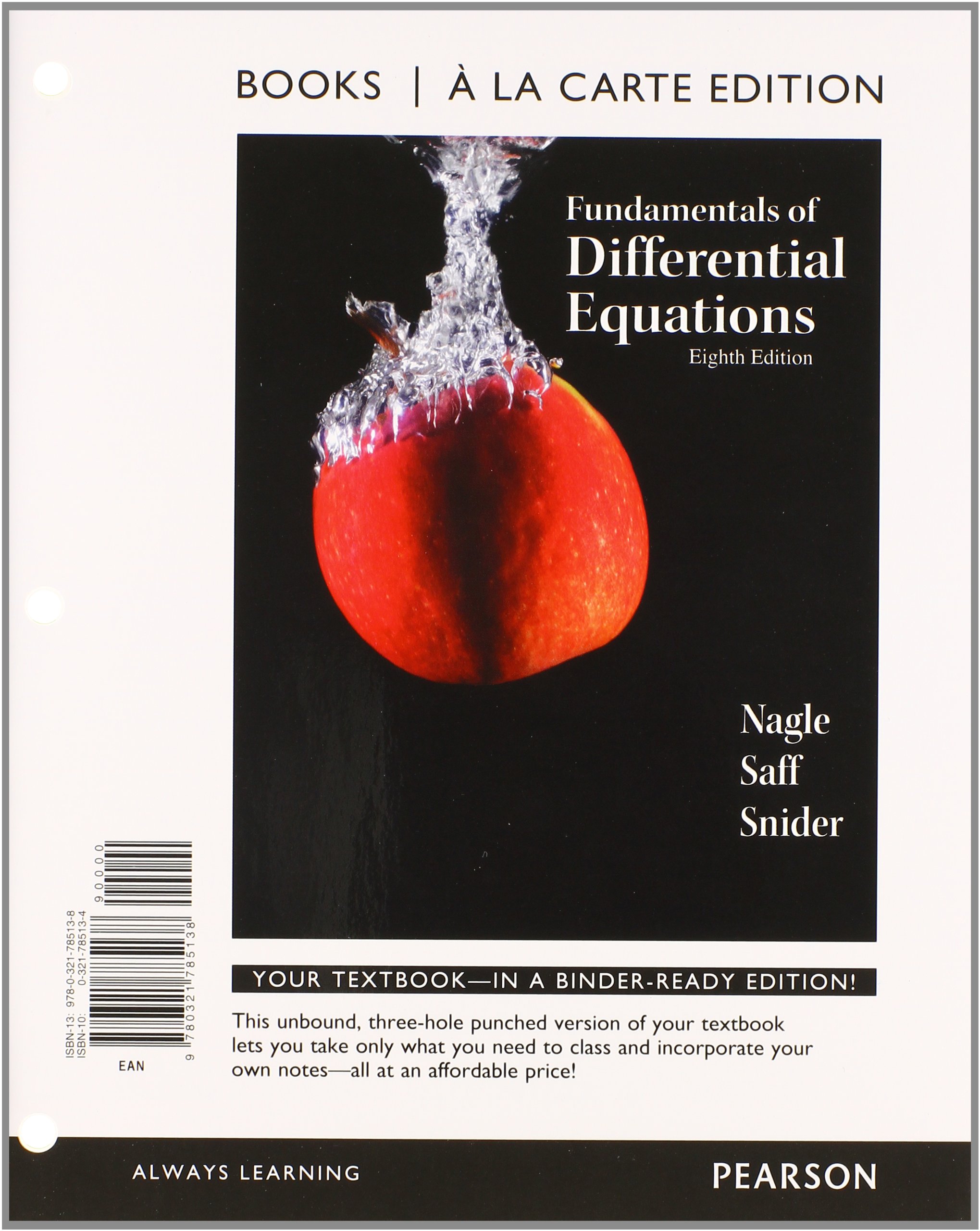 Fundamentals of Differential Equations 8th Edition - Loose Leaf Textbook for College Math & Engineering Students | Ideal for Calculus Courses & STEM Studies