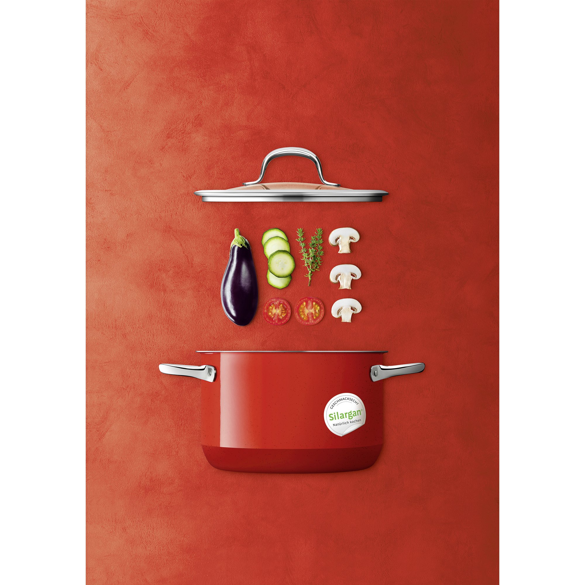 Silit 4.4L (24cm) Passion Red Ceramic Pot with Glass Lid - Made in Germany, Induction Hob & Dishwasher Safe - Perfect for Soups, Stews & Slow Cooking