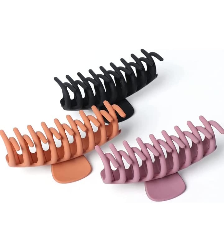 Chema 3-Piece Large Hair Claw Clips for Women - Non-Slip Matte Finish Strong Hold Banana Hair Clips for Thick & Thin Hair - Perfect for Ponytails, Buns & Everyday Hairstyles