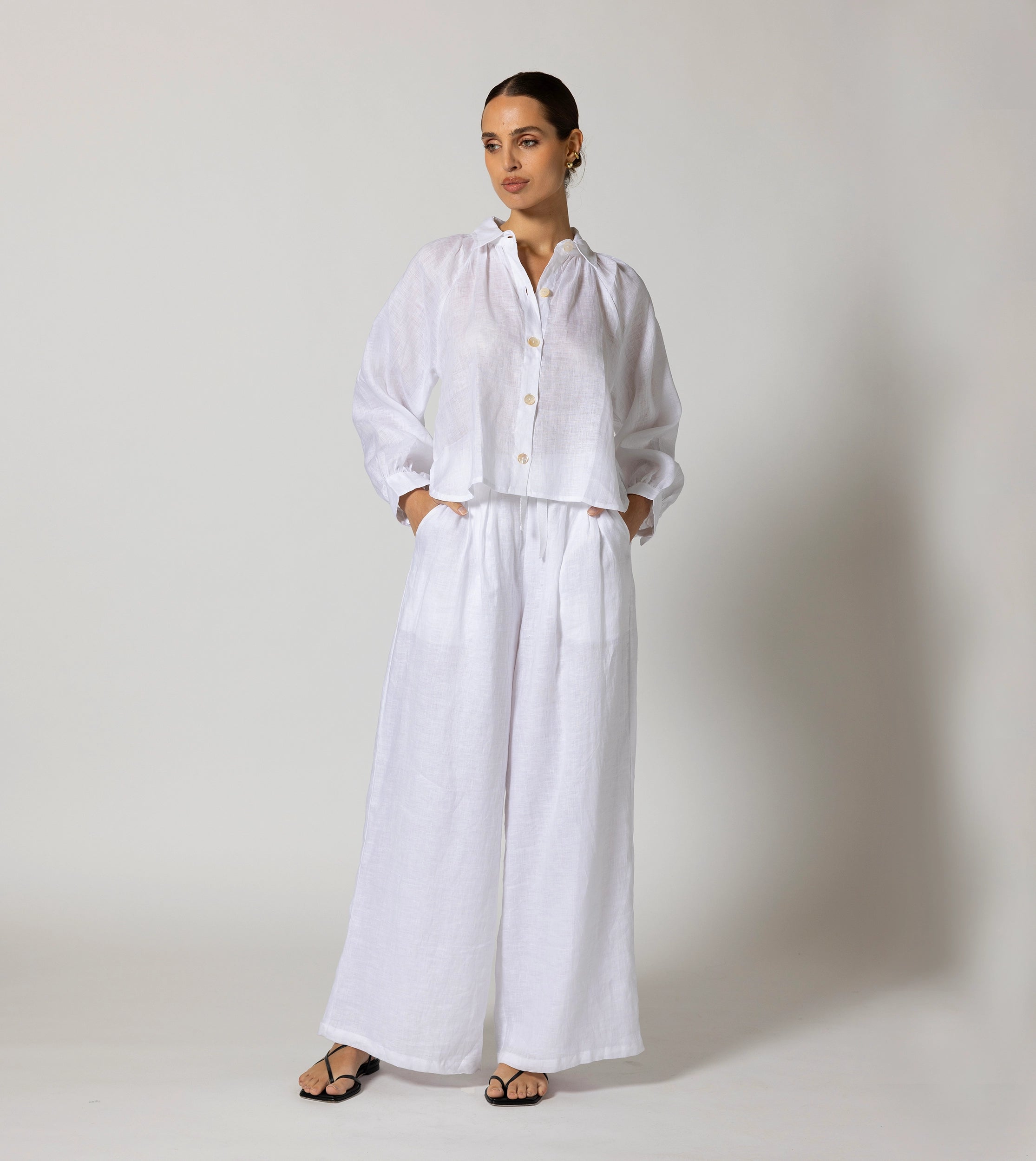 Elegant White Negara Blouse for Women - Perfect for Office Wear, Casual Outfits & Special Occasions