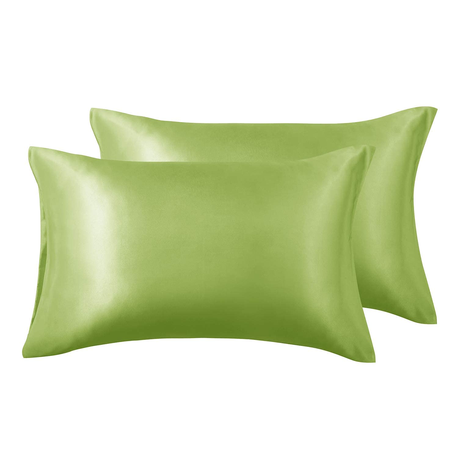 Luxury Satin Pillowcase for Hair and Skin - 2 Pack Cooling Super Soft Pillow Covers (20x60 Inches) with Envelope Closure - Sage Green - Perfect for Hair Care, Skin Protection & Beauty Sleep