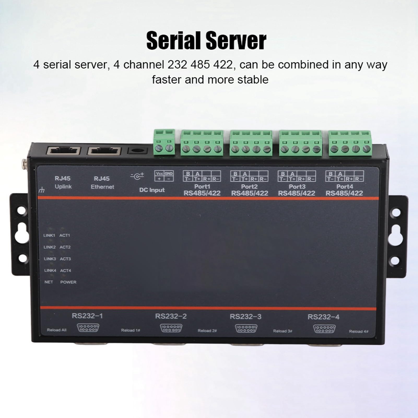 XTevu 4-Port Serial to Ethernet Converter - Industrial RS485/422 to TCP/IP Adapter with 5-36V Power for PLC, CNC, and Factory Automation - Perfect for Remote Device Management and Industrial Control Systems