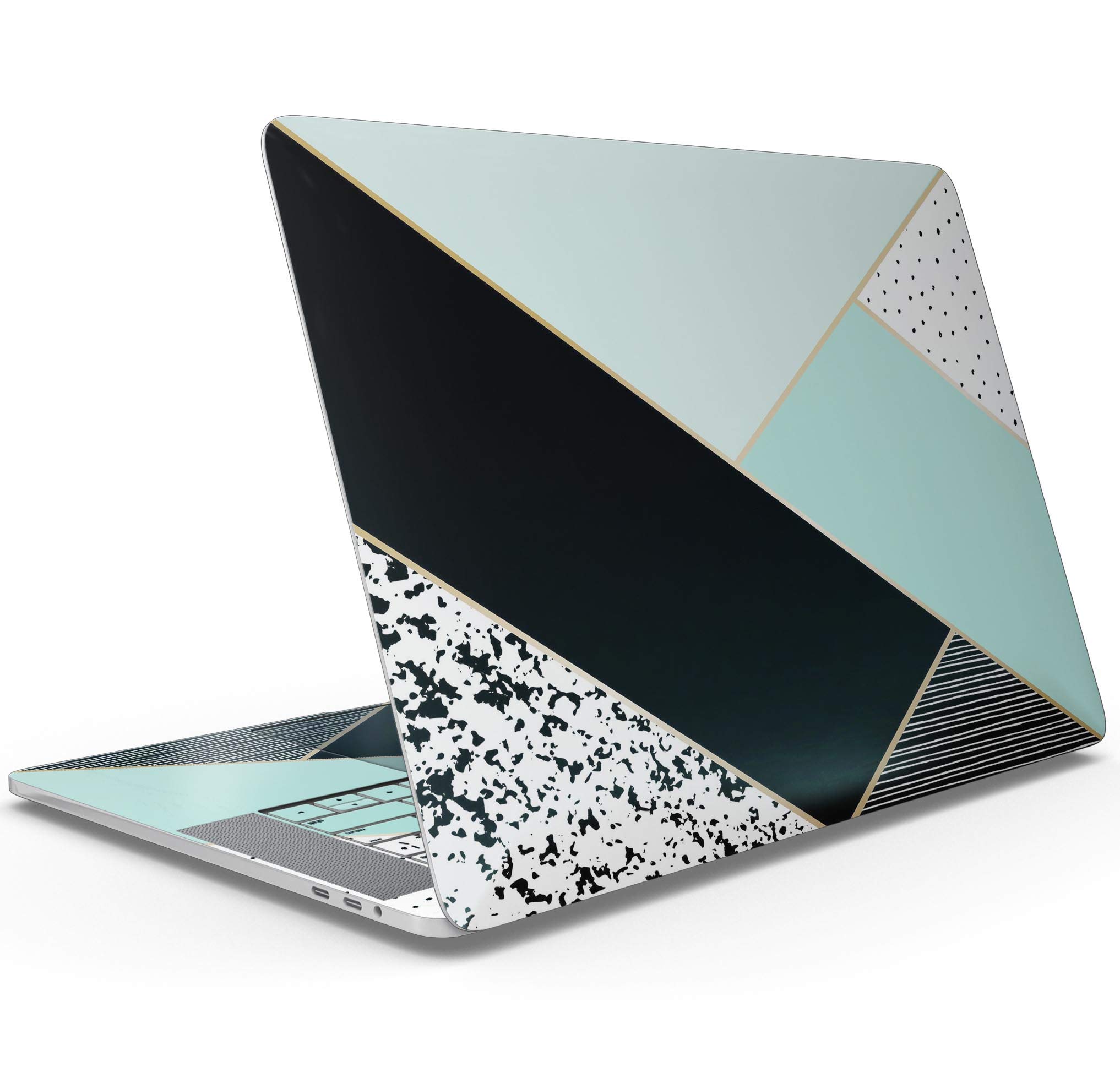 Minimalist Mint & Gold Striped Full-Body Protective Skin Wrap for MacBook Air 13