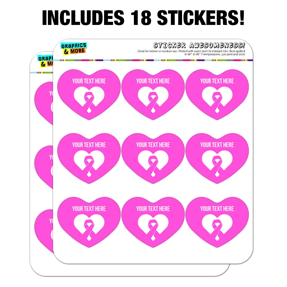 Personalized Pink Ribbon Breast Cancer Awareness Heart Stickers - Custom 1-Line Quote Planner & Scrapbook Decals for Journals, Calendars, DIY Crafts - Perfect for Fundraisers, Survivor Gifts & Awareness Events