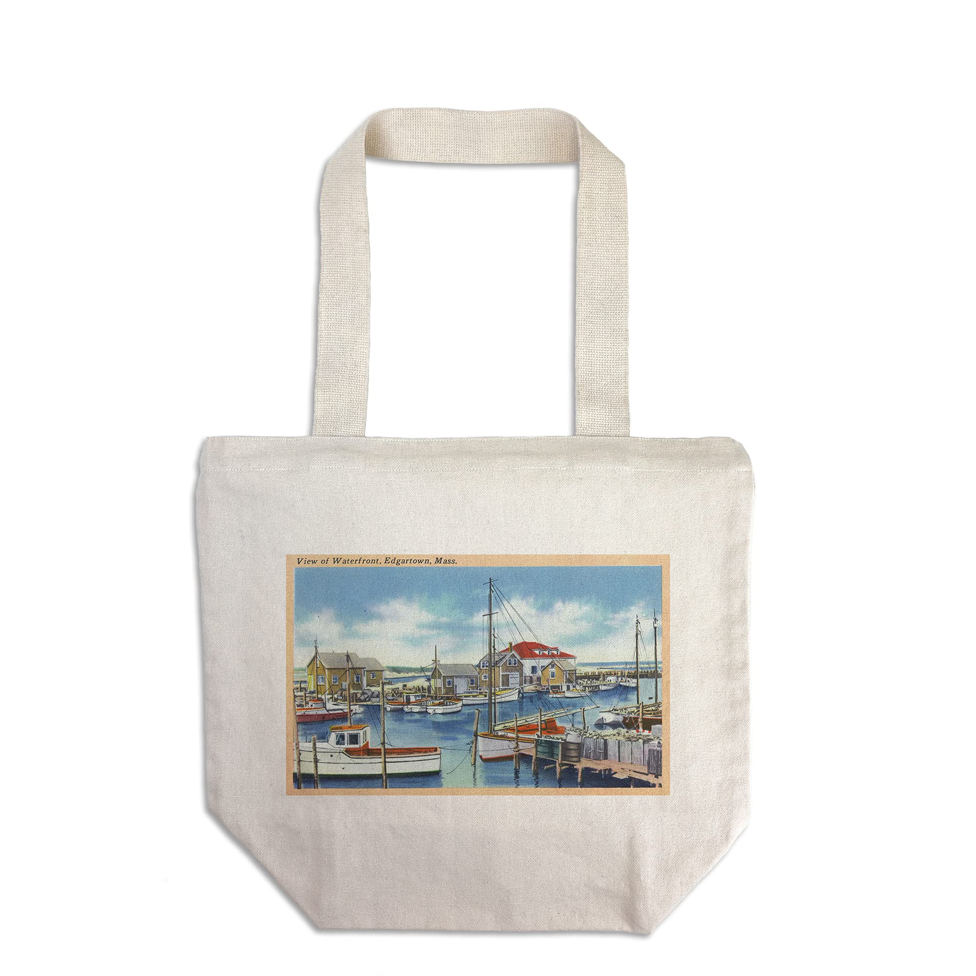 Edgartown Massachusetts Harborview Tote Bag - 100% Cotton Canvas Reusable Shopping Bag for Beach, Groceries & Daily Use