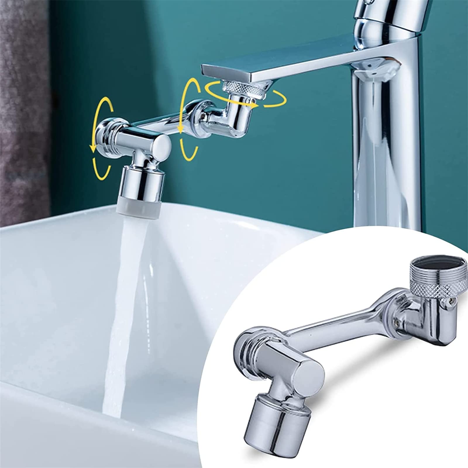 AUGEST 1080 Degree Swivel Sink Faucet Aerator - Rotatable Multifunctional Extension Faucet with 2 Spray Modes | Splash Filter for Kitchen & Bathroom Basin | Perfect for Washing Dishes, Filling Pots & Hand Washing