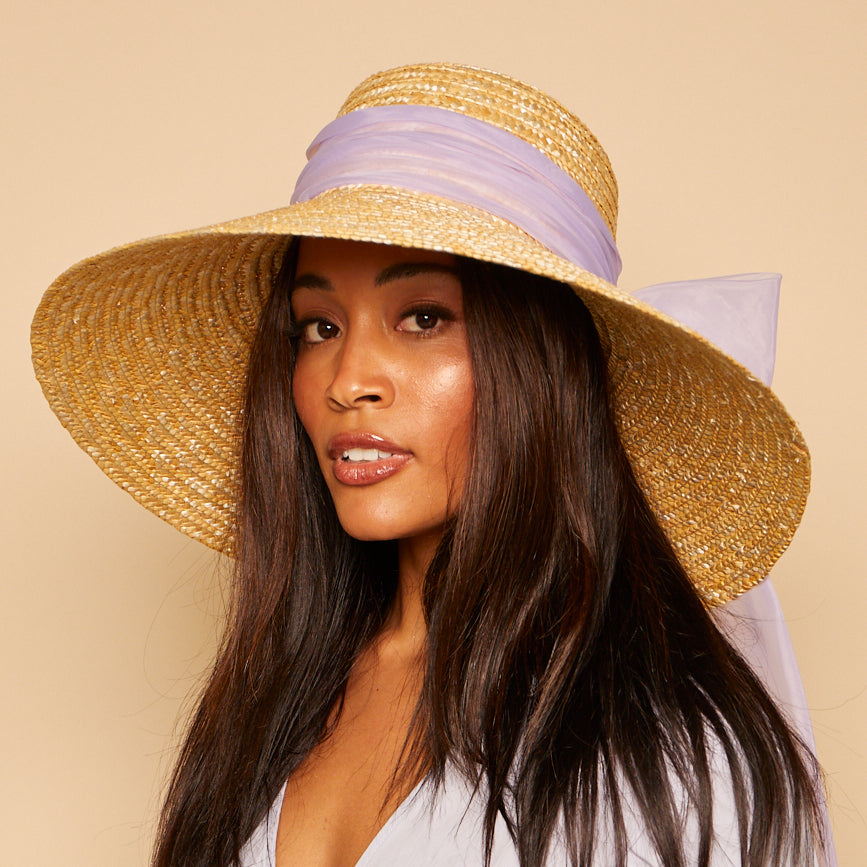 Mirabel Organza Wide Brim Sun Hat for Women - UV Protection Summer Beach Hat - Perfect for Outdoor, Travel, and Vacation