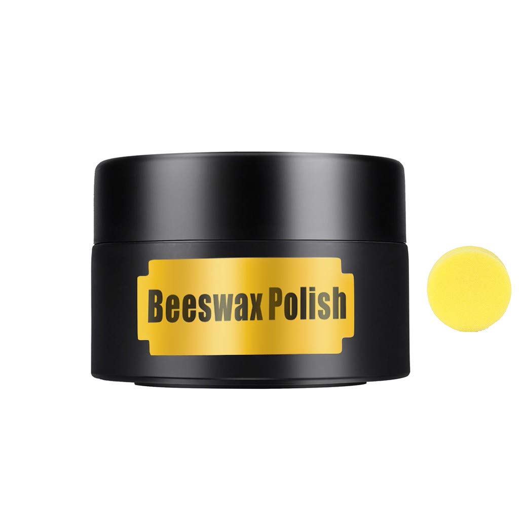 Atezch Natural Beeswax Polish for Wood Furniture - Traditional Wood Seasoning Wax with Sponge Applicator | Complete Wood Care Solution for Tables, Chairs & Cabinets | Protects & Restores Wood Surfaces at Home