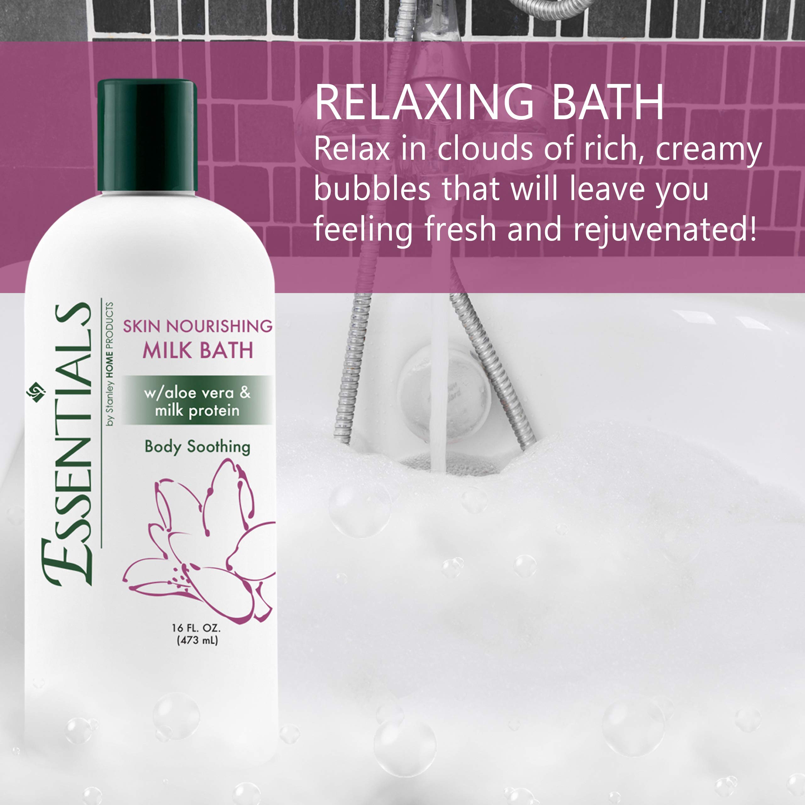 Stanley A6808 Nourishing Milk Bath for Spa & Home - Moisturizing & Skin Softening Body Wash with Light Fresh Fragrance - 16 Fl Oz - Perfect for Relaxing Baths, Gift Sets & Self-Care Routines