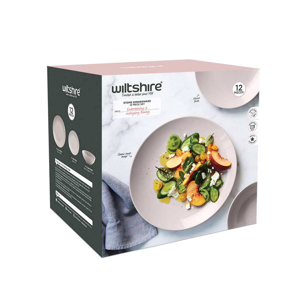 Premium 12-Piece Stone Dinnerware Set - Durable & Elegant Stoneware Plates, Bowls & Mugs for Everyday Dining, Entertaining & Special Occasions