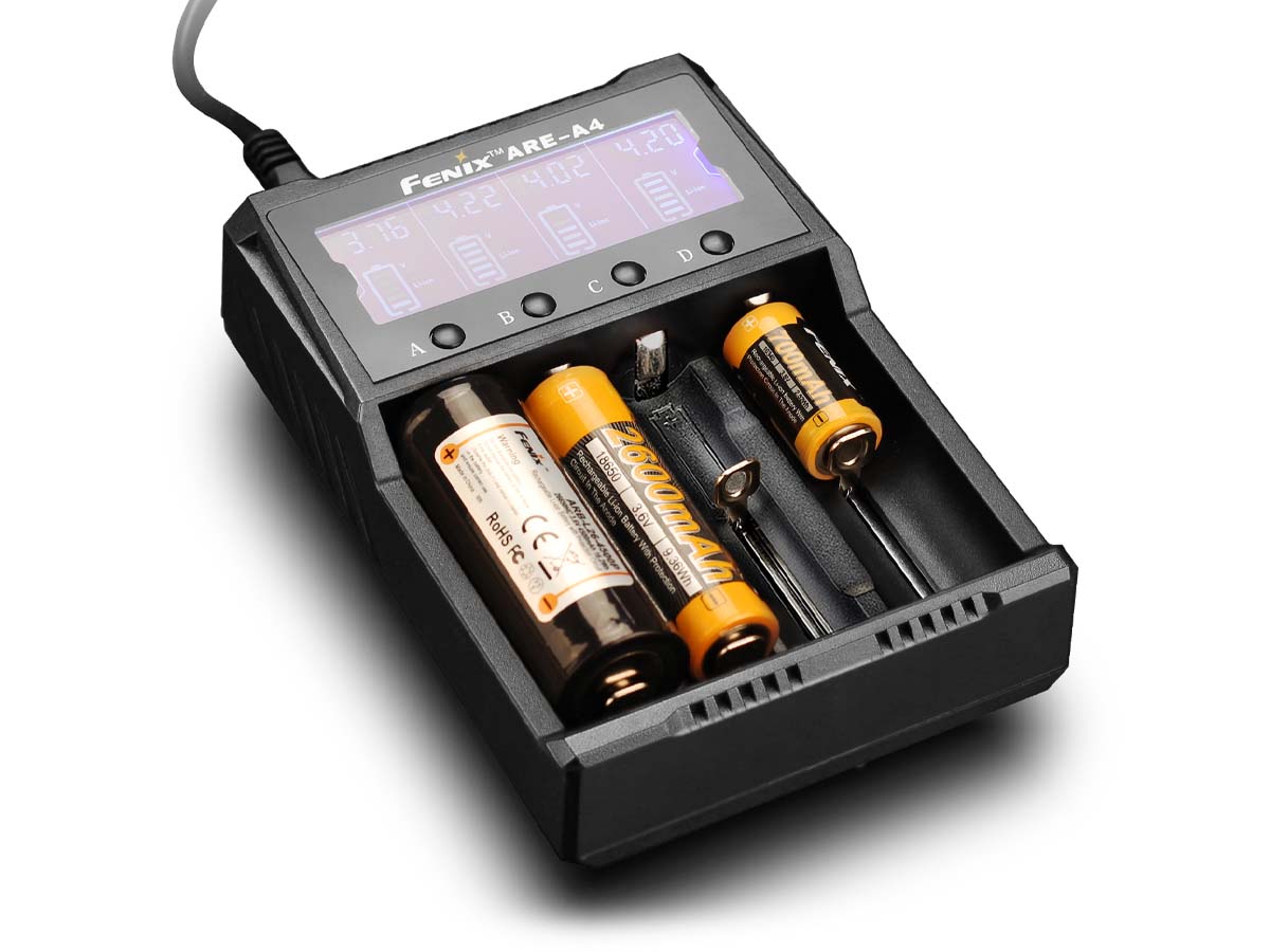 ARE A4 Battery Charger with 3500mAh Rechargeable Batteries - Fast Charging for Cameras, Game Controllers & Electronics (4-Pack)