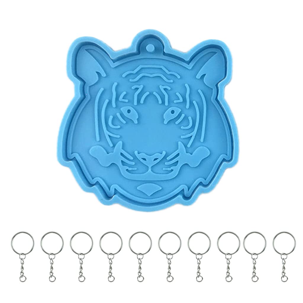 Premium Tiger Silicone Resin Molds for Jewelry Making - Animal Pendant Epoxy Craft Molds with Hanging Hole - Perfect for DIY Necklaces, Keychains & Home Decor