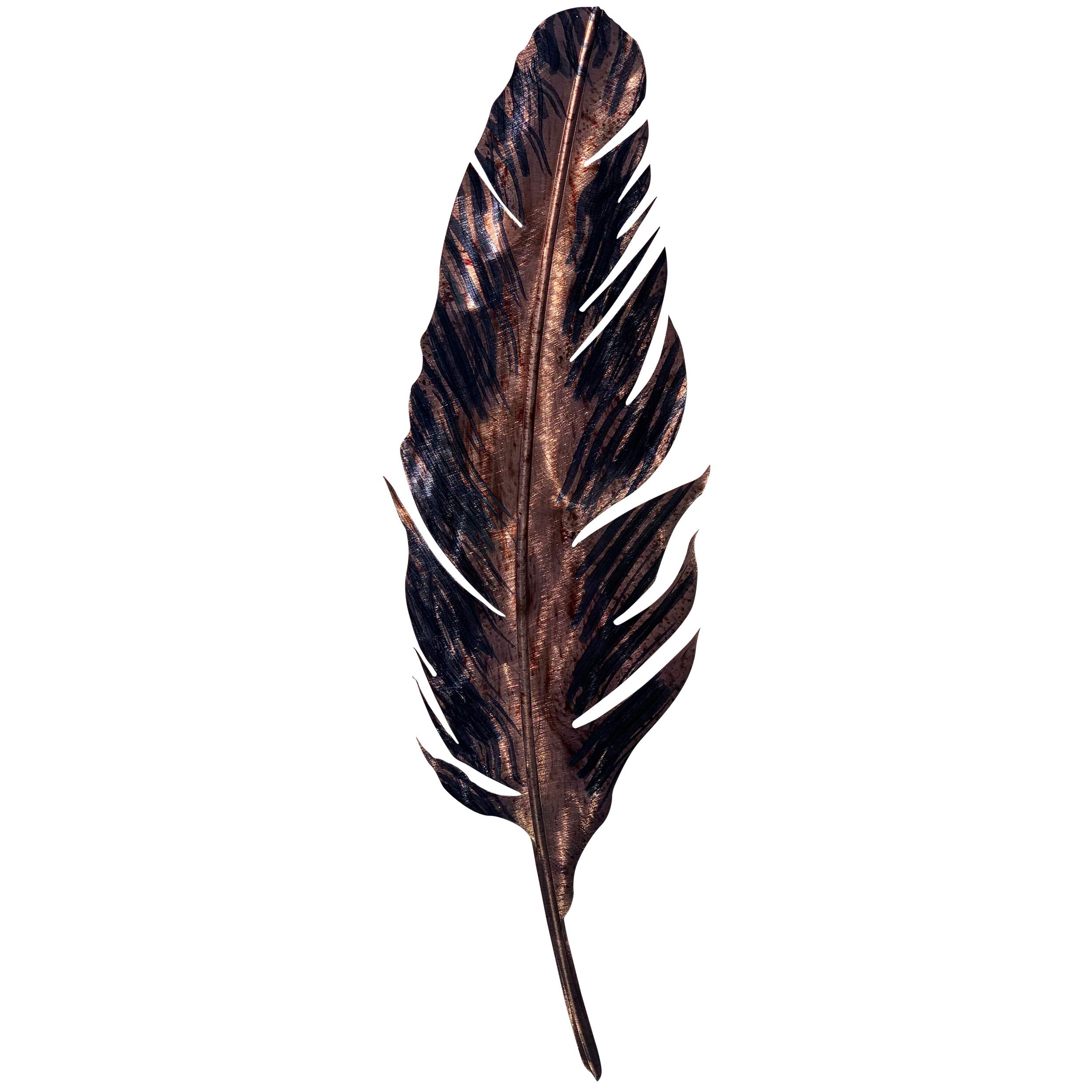 Elegant Black Feather Metal Wall Decor - Small Handcrafted Home & Office Decoration for Living Room, Bedroom, or Gift Giving