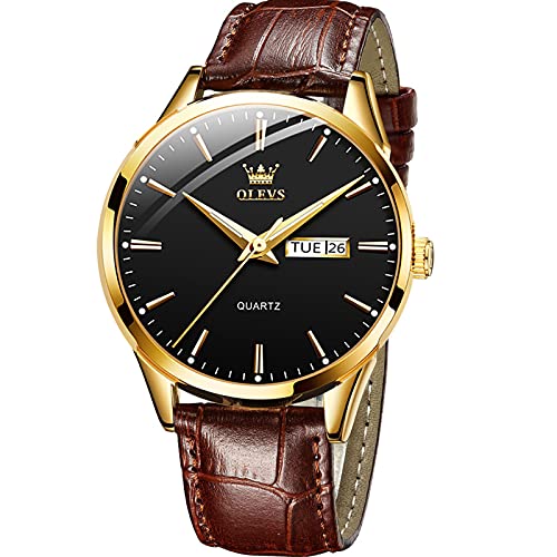 brown leather black dial