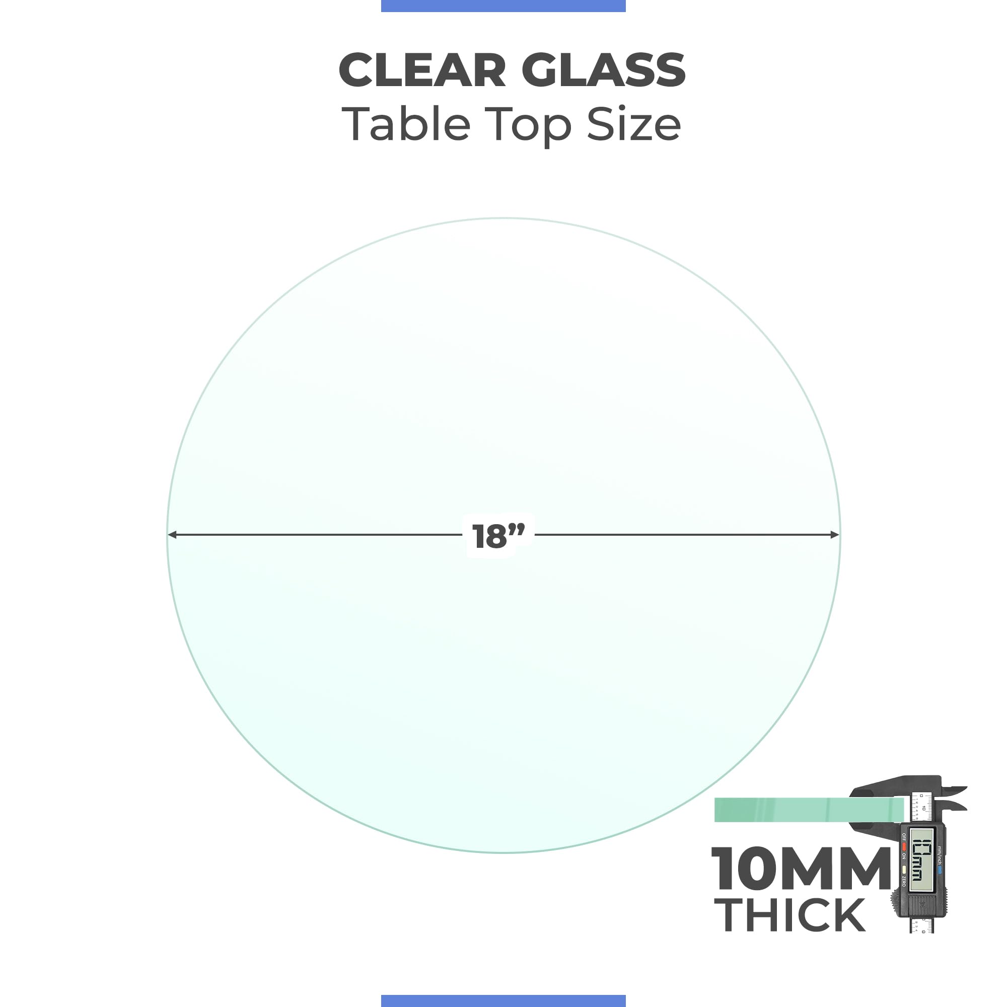 Tempered Clear Round Glass Table Top 18