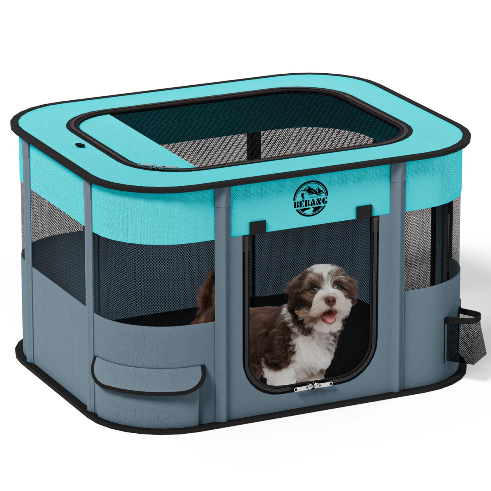 Foldable Portable Pet Playpen for Puppies, Cats, Dogs - Indoor/Outdoor Small Animal Cage with Food Bowl | Perfect for Puppy Training, Kitten Playtime, Rabbit & Guinea Pig Habitat (Medium Size)