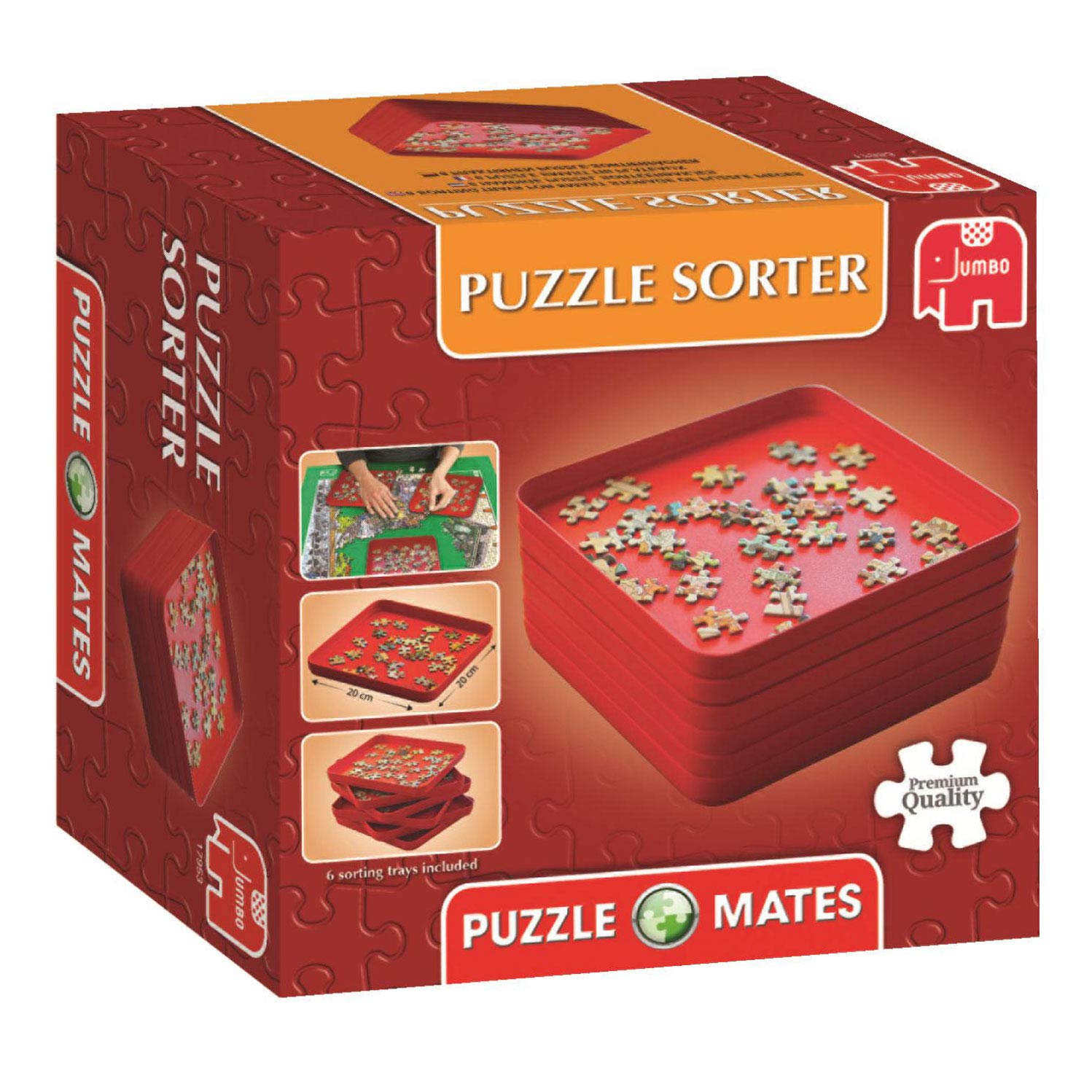 Jumbo Puzzle Mates Puzzle Sorter with 6 Trays 20x20cm - Organize and Store 1000+ Piece Jigsaw Puzzles - Perfect for Puzzle Enthusiasts, Family Game Nights & Home Organization