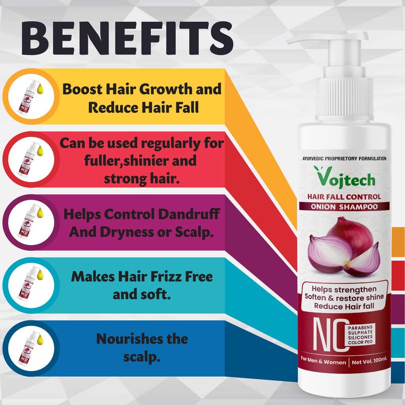 Onion Shampoo for Hair Growth & Fall Control - 100ml Nourishing & Conditioning Non-Sticky Formula | Promotes Thicker, Healthier Hair | Ideal for Daily Use & Scalp Care