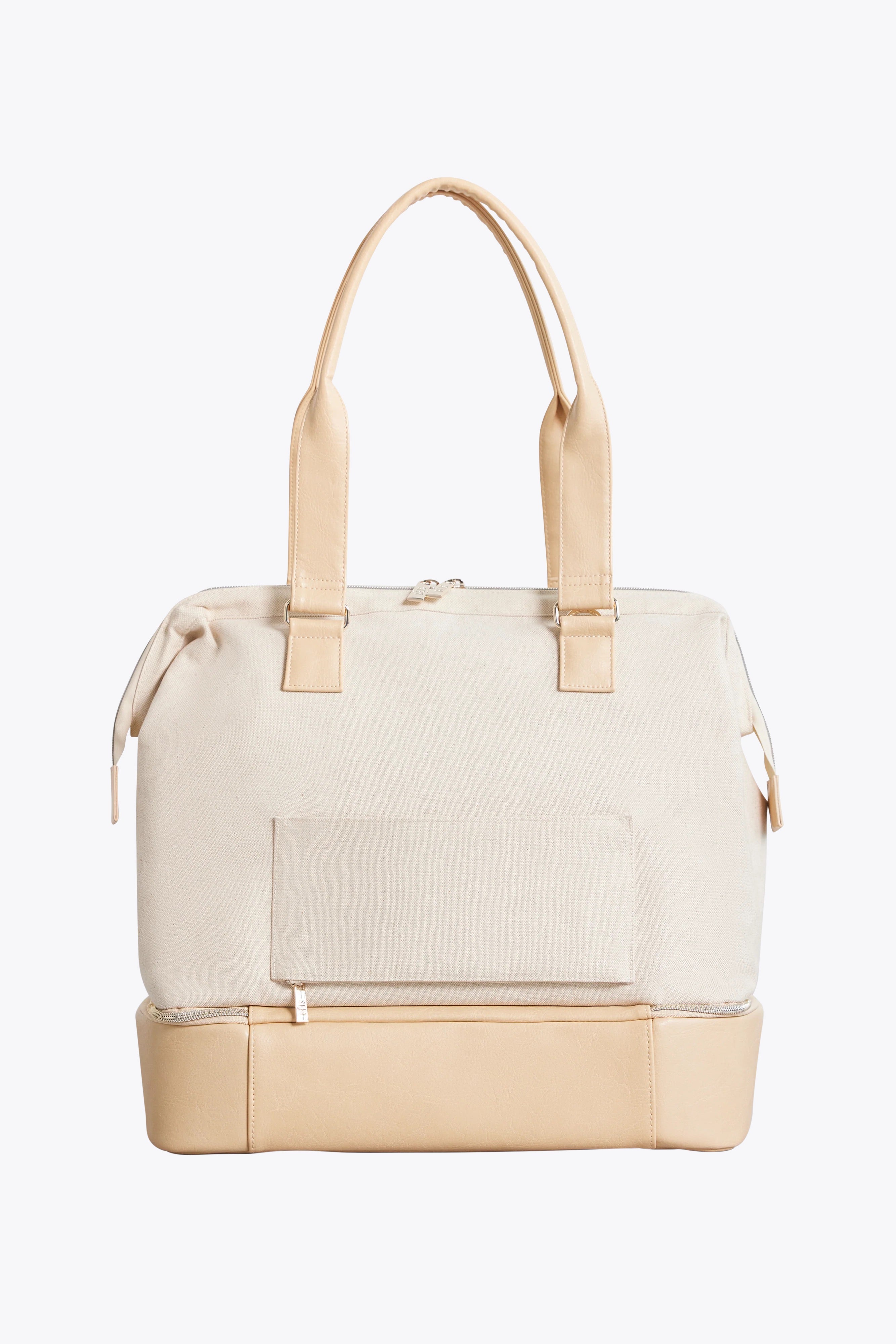 Mini Weekender Bag in Beige - Stylish & Compact Travel Duffel for Weekend Getaways, Gym, or Overnight Trips