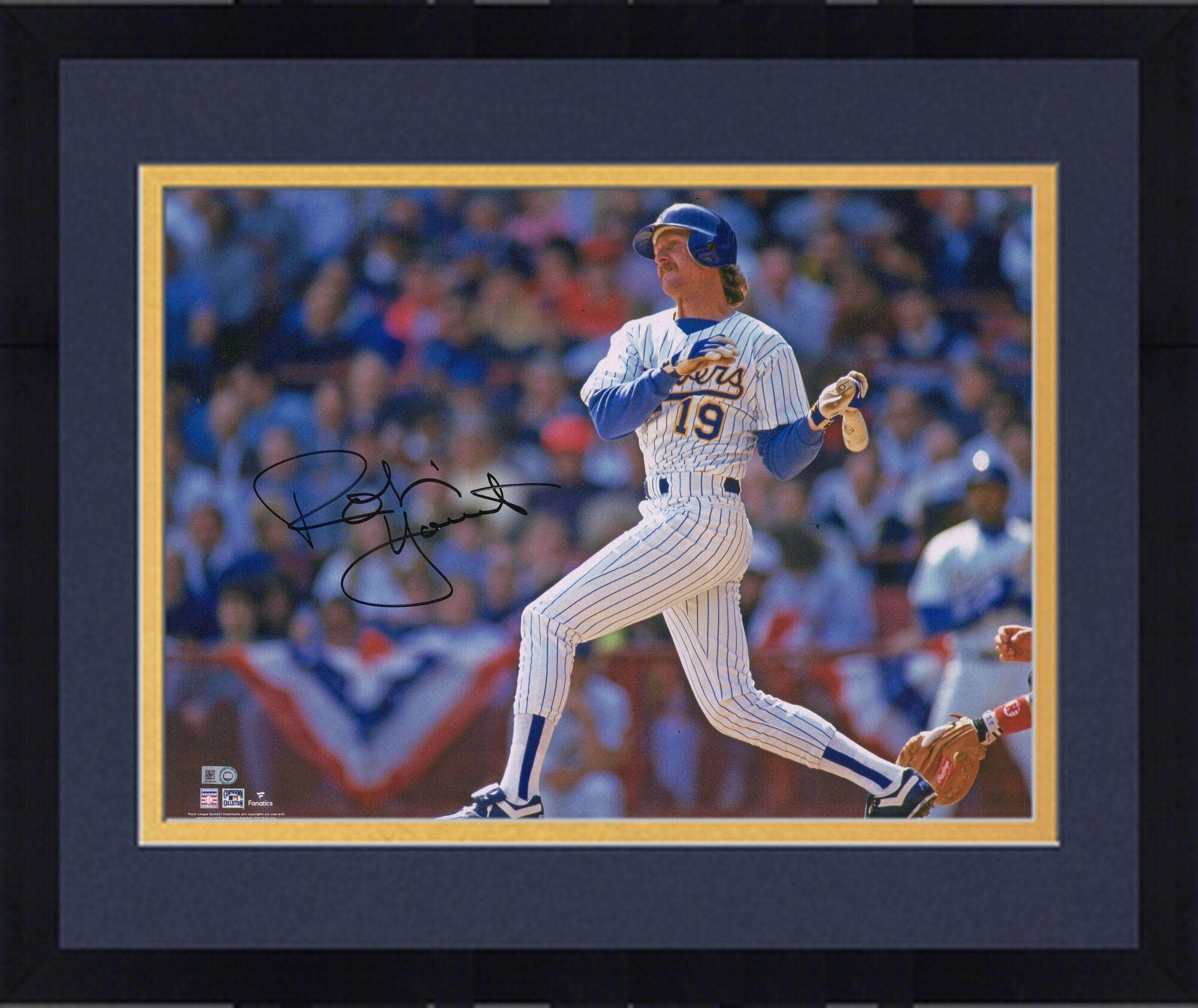 Framed Robin Yount Milwaukee Brewers Autographed 16x20 Baseball Hitting Photo - Signed MLB Memorabilia for Sports Collectors & Man Cave Decor
