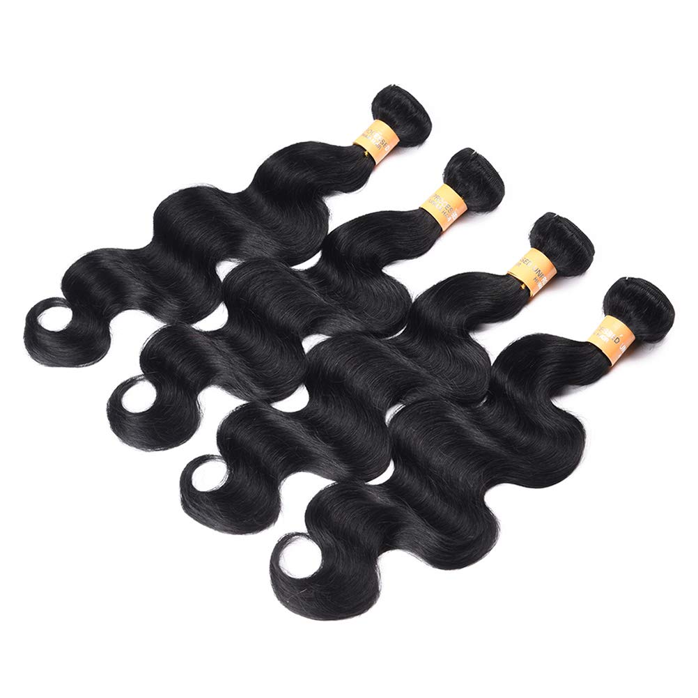 Premium Brazilian Virgin Human Hair Bundles - 100% Unprocessed Body Wave Hair Extensions (4 Bundles, 18