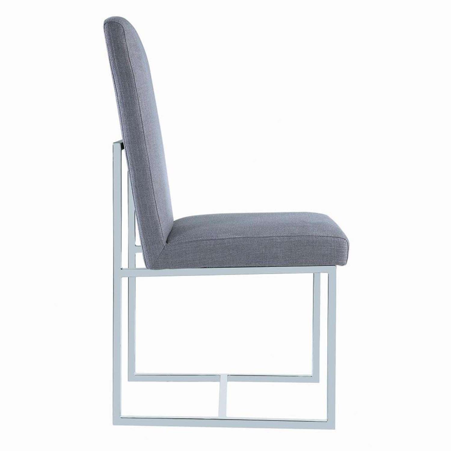 Jackson Floating Dining Chairs Set of 2 - Modern Grey Upholstered Seats with Polished Chrome Legs - Perfect for Kitchen, Dining Room, and Small Space Decor