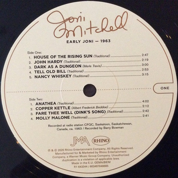 Joni Mitchell - Early Joni 1963 Vinyl LP Album (180 Gram, Mint Condition) - Perfect for Vintage Music Collectors & Audiophiles