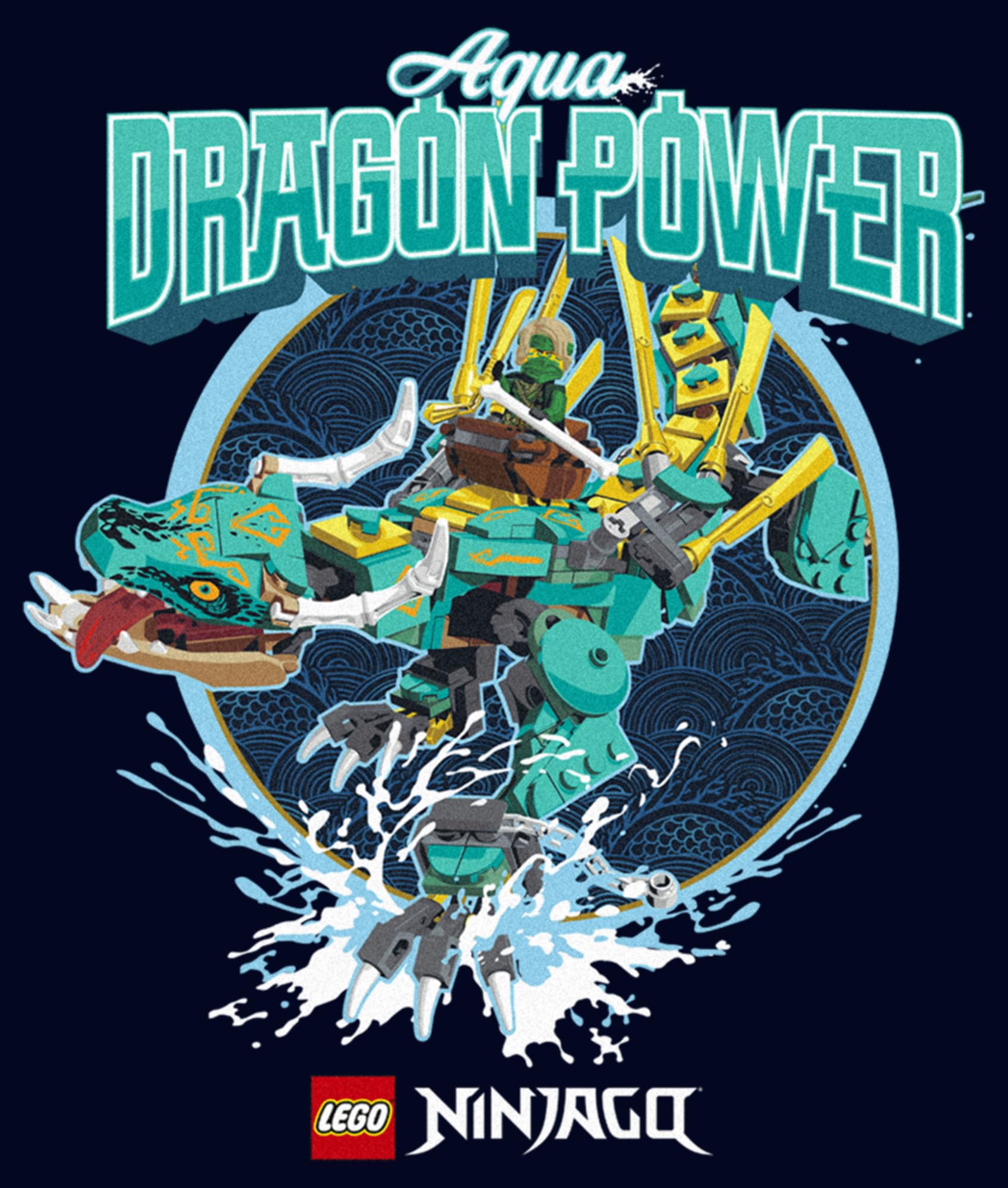 Lego Ninjago Aqua Dragon Power Men's Short Sleeve T-Shirt - Cool Graphic Tee for Fans, Casual Wear & Cosplay