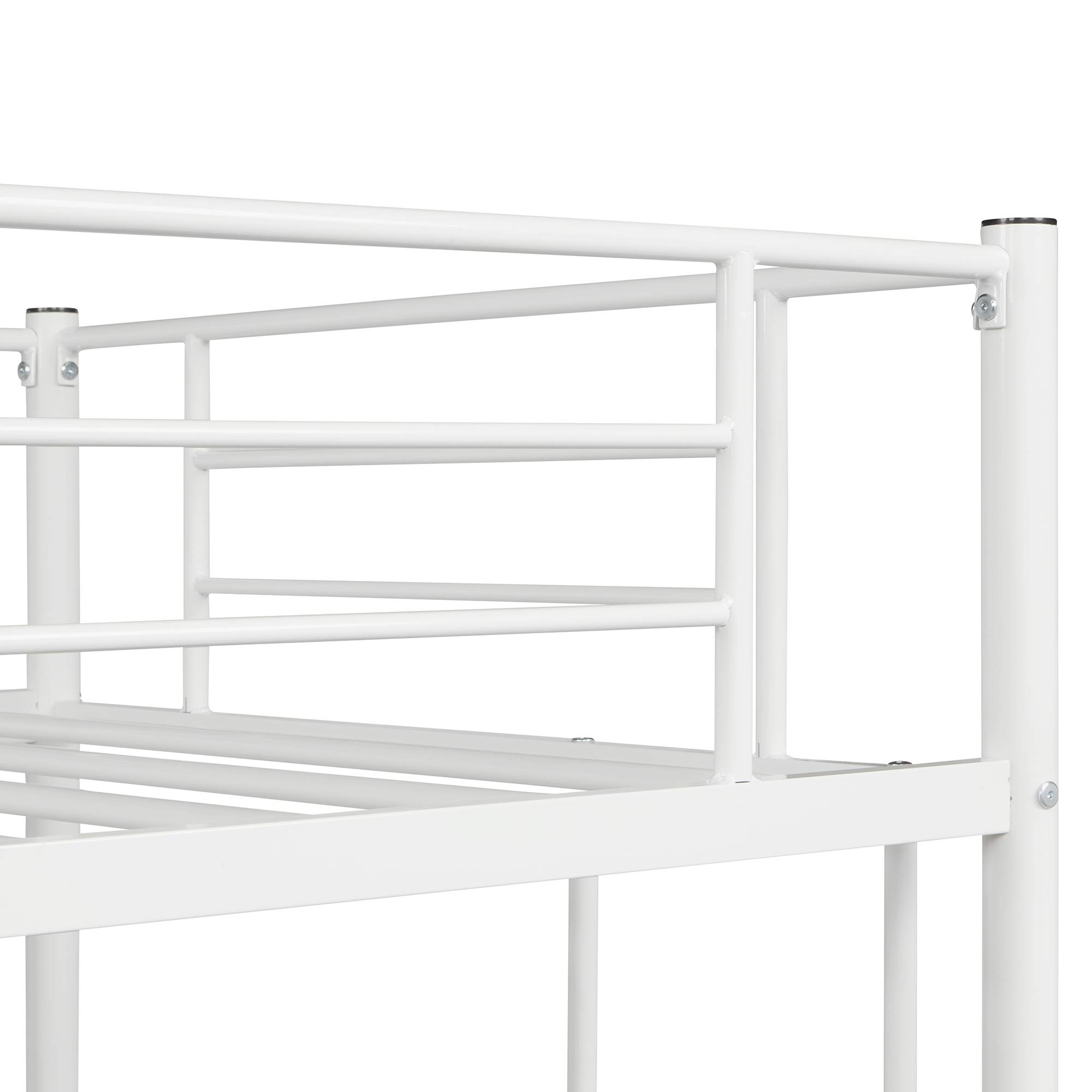 Sturdy White Metal Loft Bed with Twin Size Frame - 2 Ladders & Full Guardrail for Safety, Heavy Duty Steel Construction (No Box Spring Required) - Perfect for Kids' Bedrooms, Dorm Rooms & Small Spaces