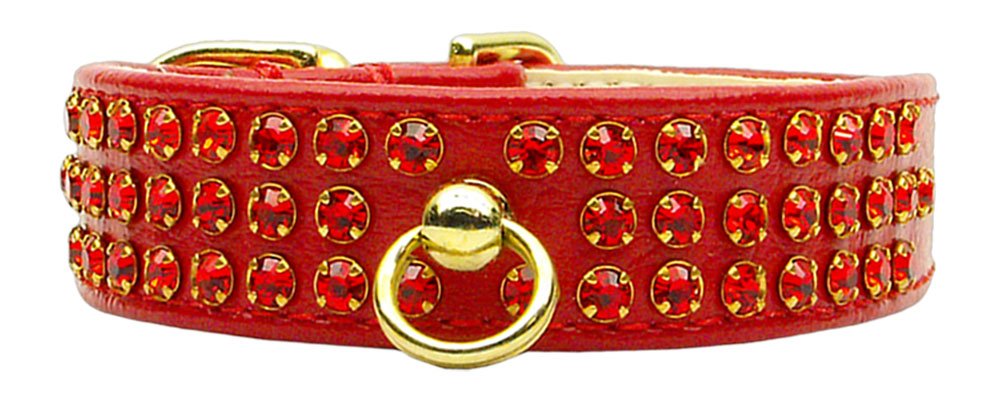 Manhattan Rhinestone Dog Collar - Sparkling Red with Red Stones for Small & Large Dogs | Perfect for Daily Walks, Training & Special Occasions