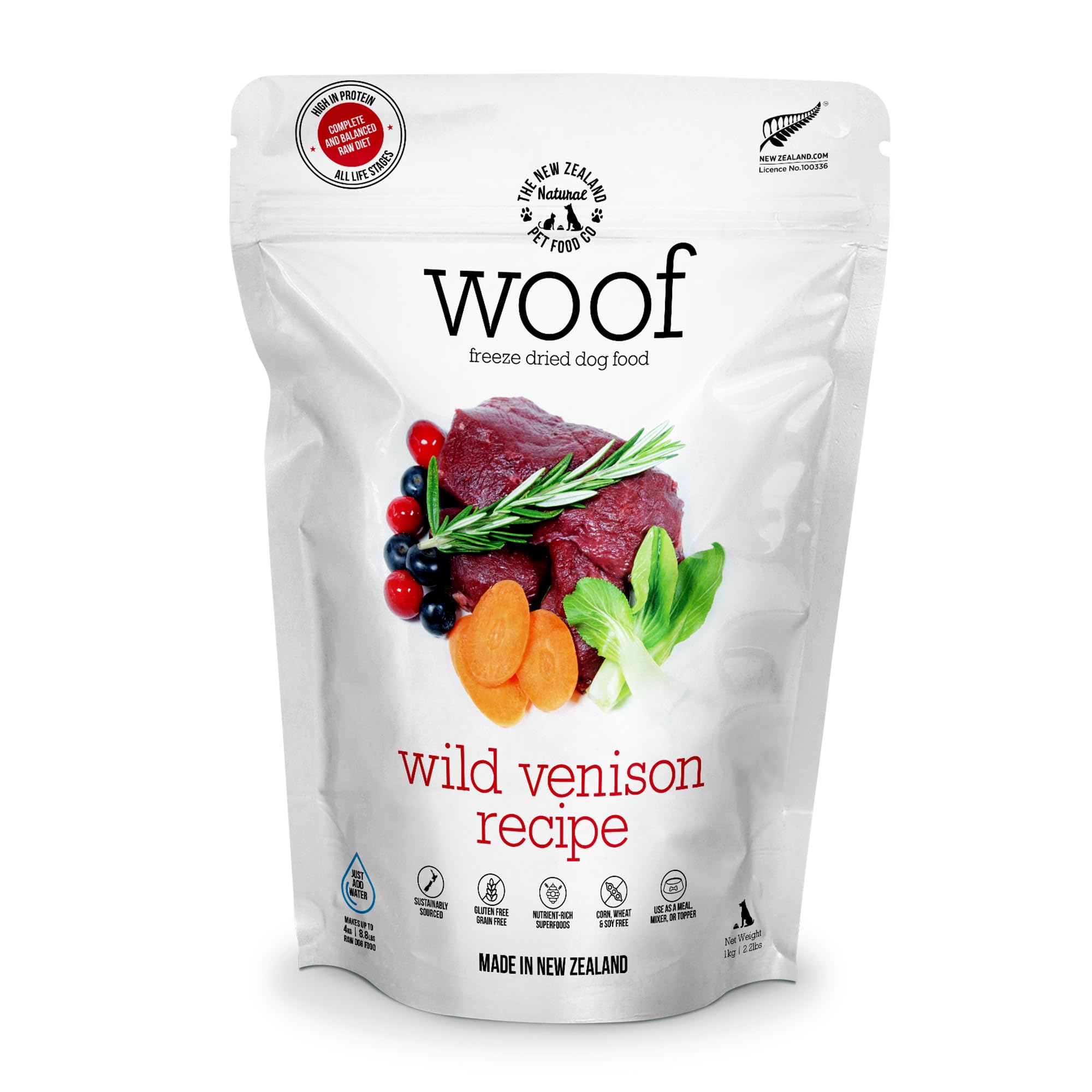 Premium Freeze Dried Dog Food - Wild Venison Recipe | High Protein Grain-Free Dog Food Topper & Treats | 2.2 lb Bag | Perfect for Training, Meal Toppers & Outdoor Adventures