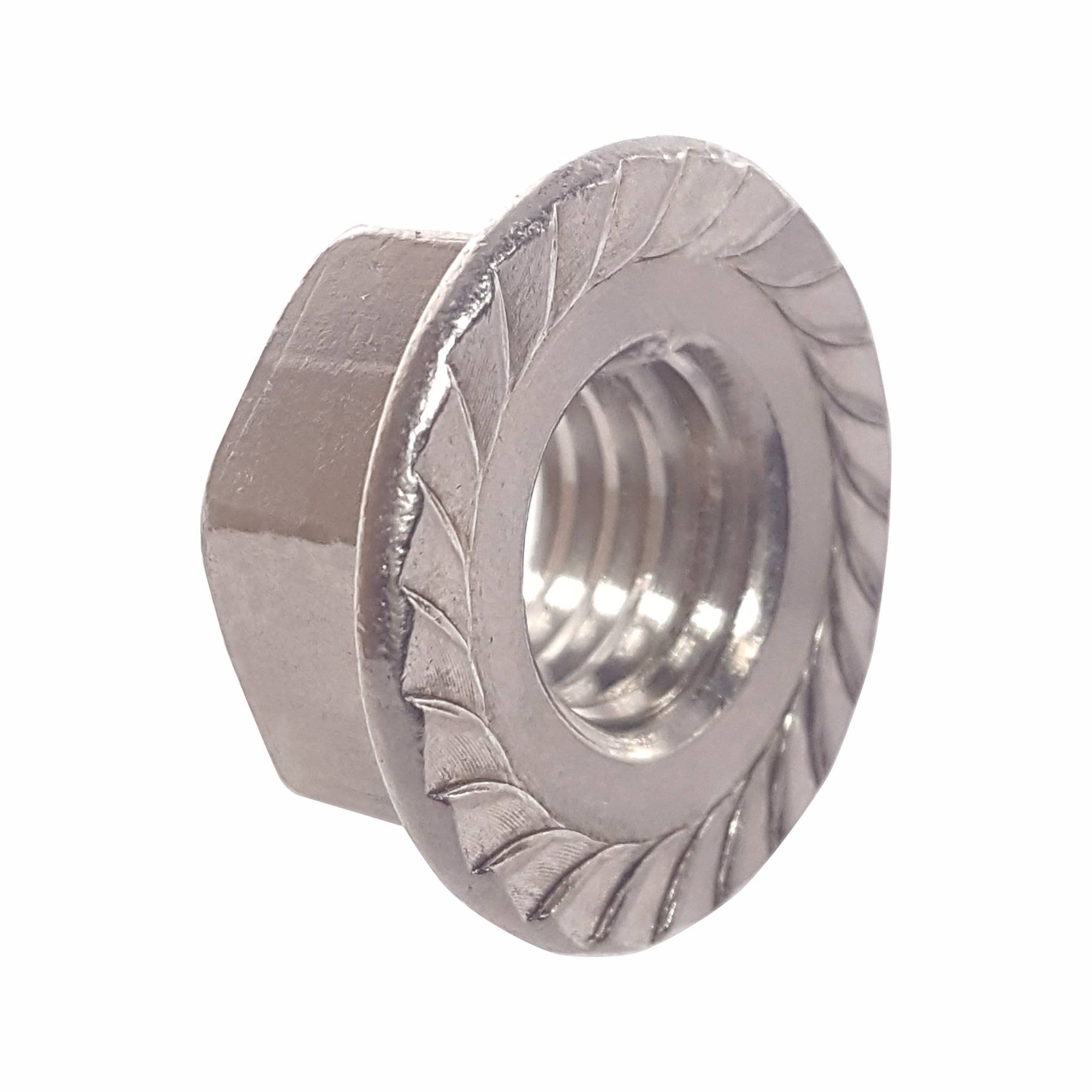 #10-32 Serrated Flange Nuts (100-Pack) - 18-8 Stainless Steel Hex Lock Nuts with Fine Plain Finish for Industrial, Automotive & Home DIY Projects - Perfect for Plumbing, Machinery Assembly & Equipment Maintenance
