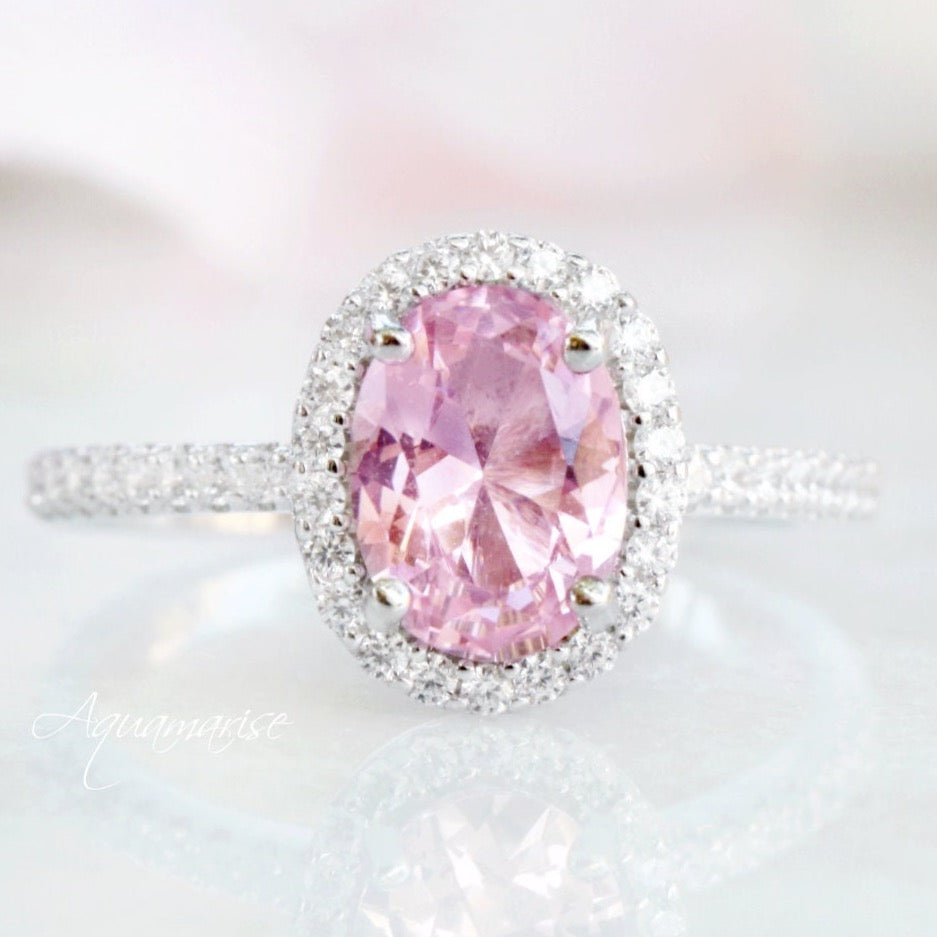 Pink Tourmaline Sterling Silver Ring - Elegant Iris Oval Gemstone Jewelry for Women | Perfect for Engagement, Anniversary & Special Occasion Gifts