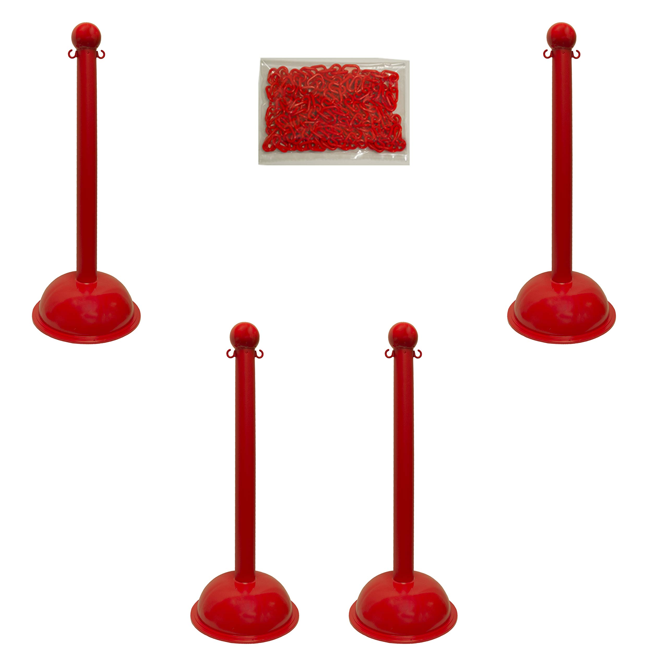 Mr. Chain 71305-4 Red Plastic Stanchion Kit - 30