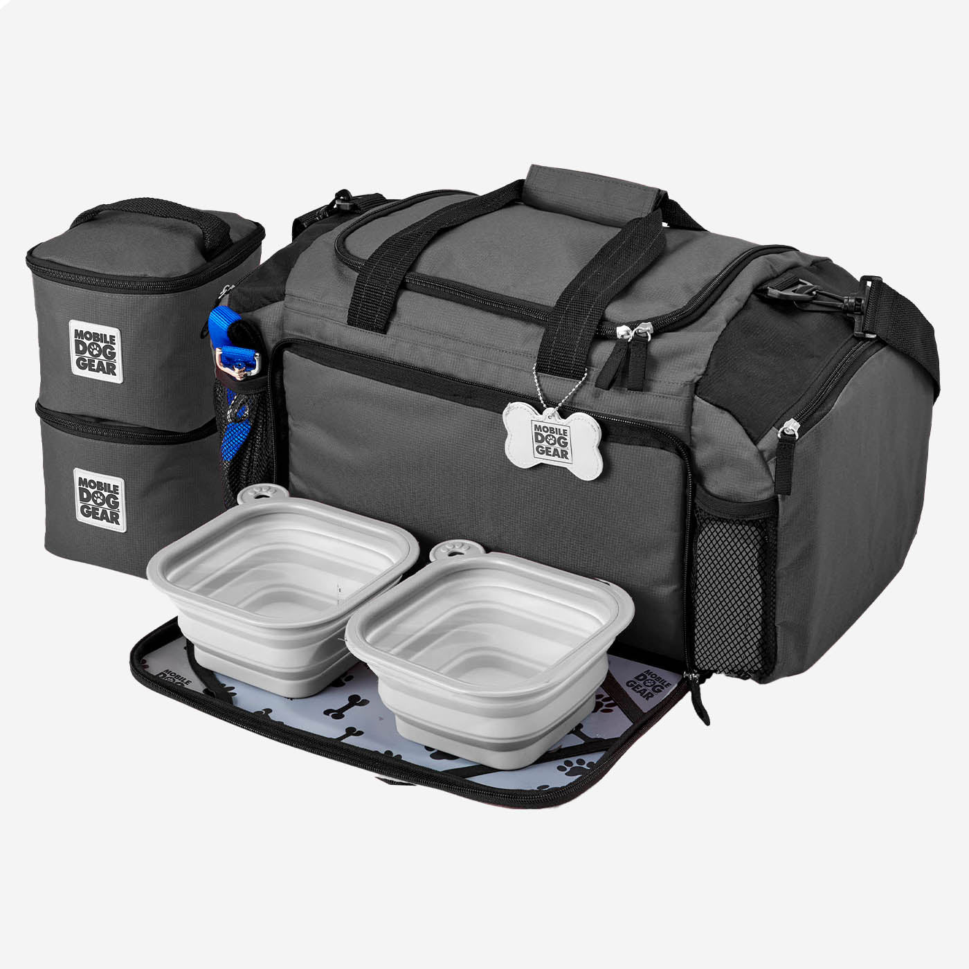 Mobile Dog Gear Ultimate Week Away Black Duffle - Waterproof Pet Travel Bag for Dogs & Cats - Perfect for Weekend Trips, Vet Visits & Outdoor Adventures
