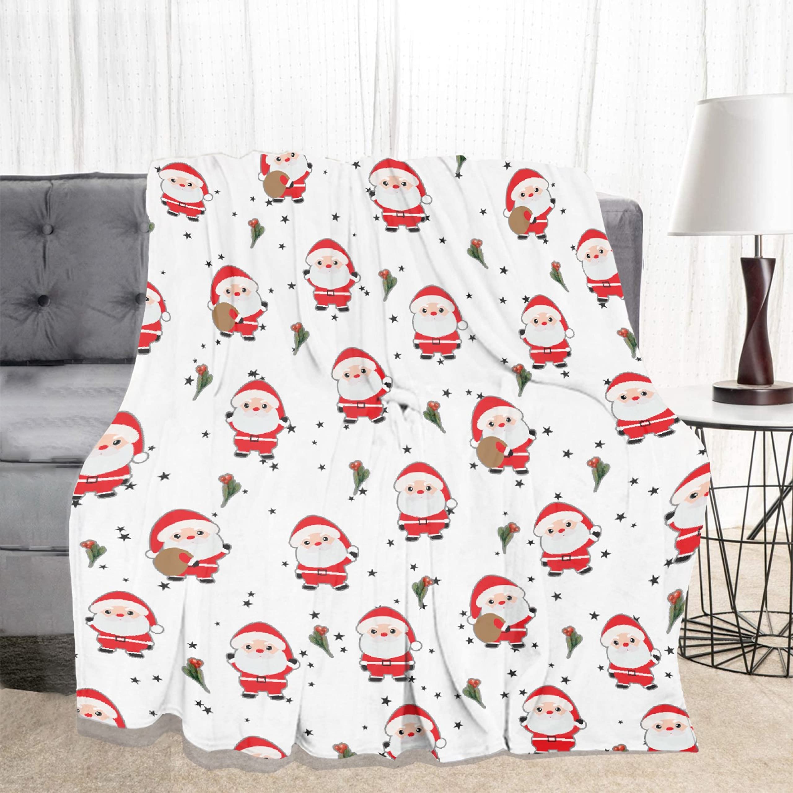 Soft Flannel Santa Christmas Throw Blanket - Cozy Lightweight Quilt for Sofa, Bed, Couch & Car - Extra Large 120x90 Inches - Perfect Holiday Gift for Women & Men - Great for Family Gatherings, Winter Nights and Christmas Decorations