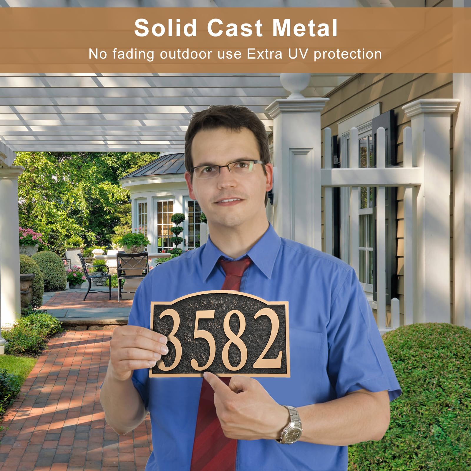 Custom Metal Address Plaque - Personalized House Number Sign for Outdoor Visibility (Home, Store, Yard, Garage, Apartment) - Rust-Proof & Fade-Resistant - High Visibility 911 Emergency Use