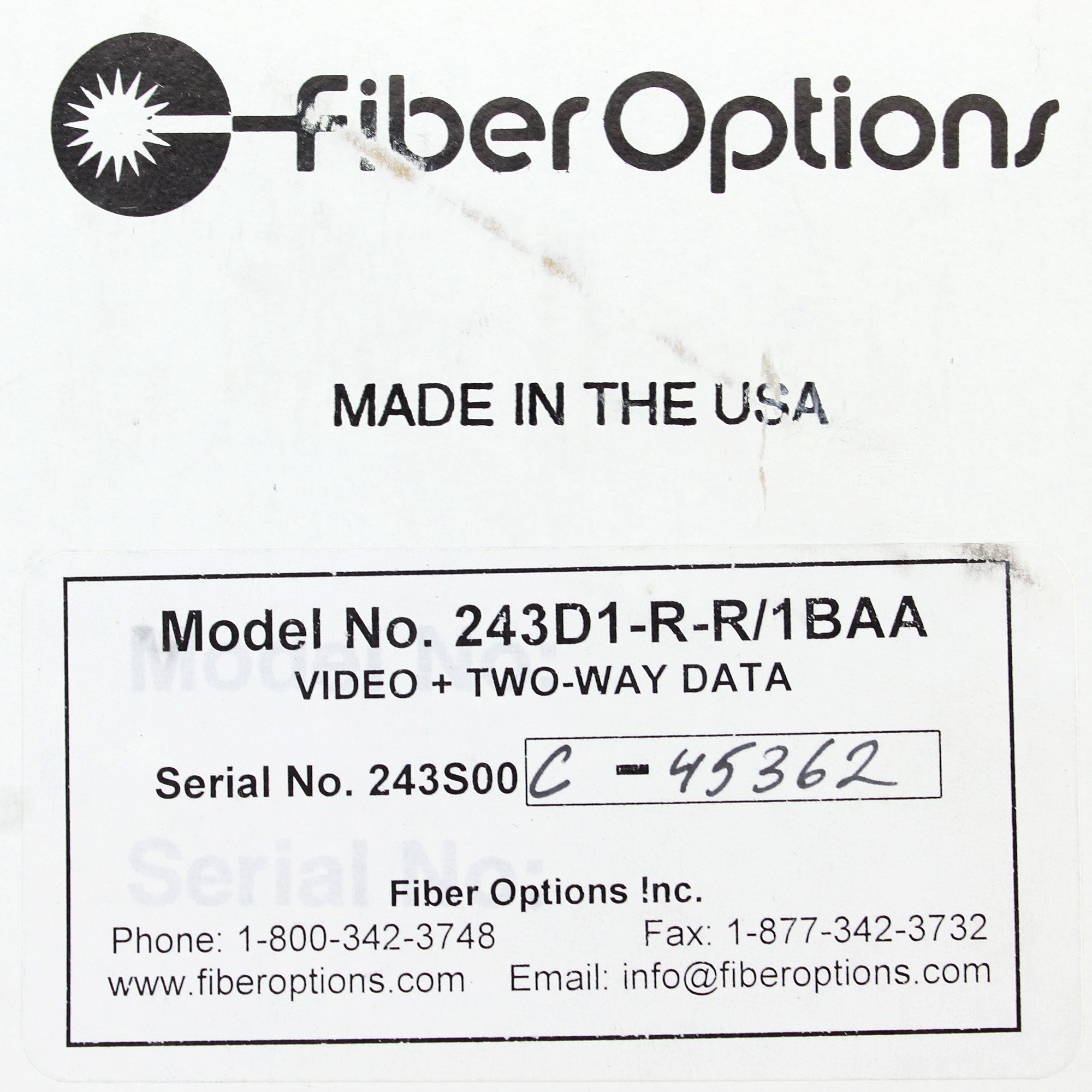 243D Series Video & Two-Way Data Receiver - 2431-R-R-1BAA Model | High-Speed Transmission for Security Systems & Remote Monitoring | Perfect for Home Surveillance, Business Security & Industrial Applications