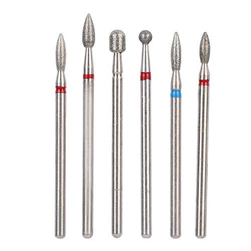 5 Types 6pcs Stainless Steel Nail Drill Bits Kit - Professional Manicure Pedicure Accessories for Nail Art, Salon & Home Use (JG#9)